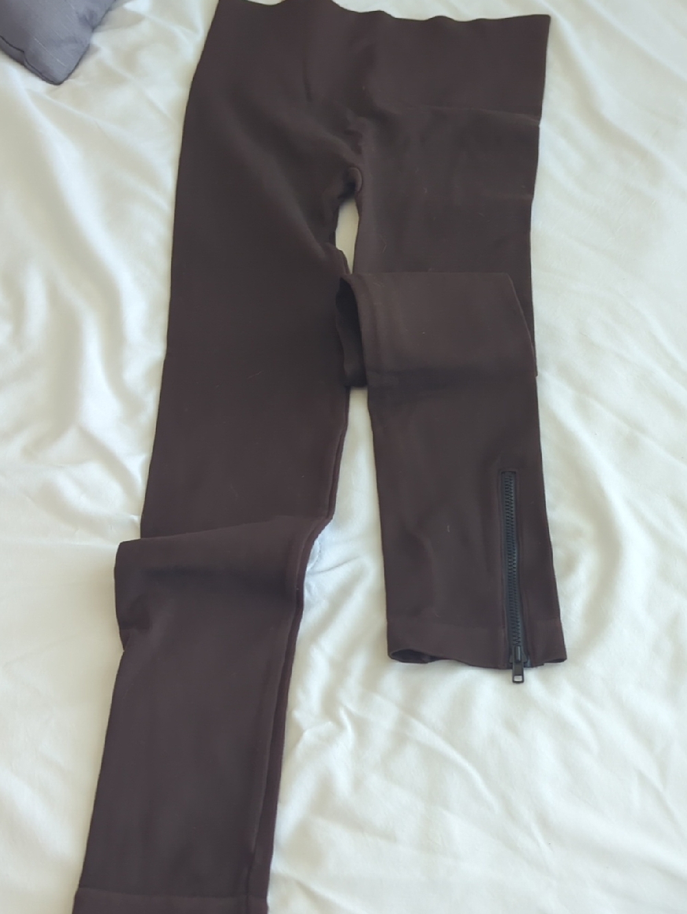 SPANX Brown High-Waist Zipper Leggings